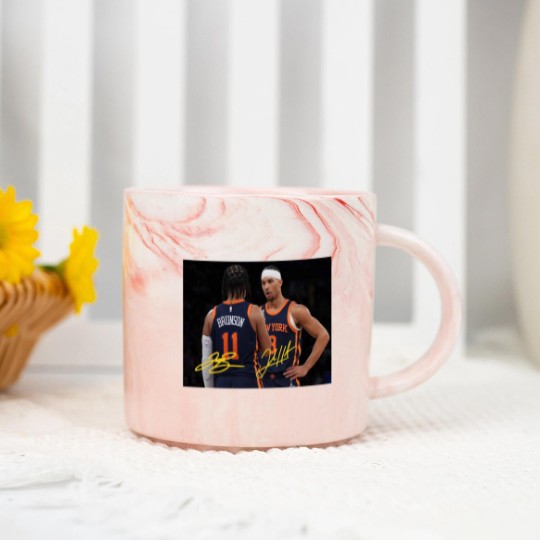 Discover Jalen Brunson and Josh Hart With Signature Vintage Marble Mugs, New York Basketball Retro 90s Marble Mugs
