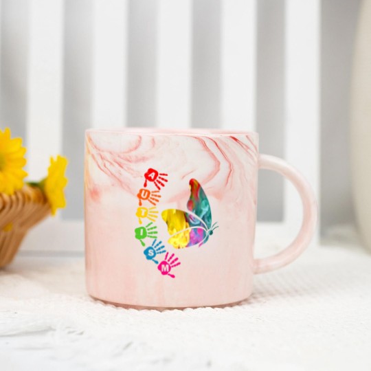 Discover Autism Awareness Day - Autism Butterfly Marble Mugs