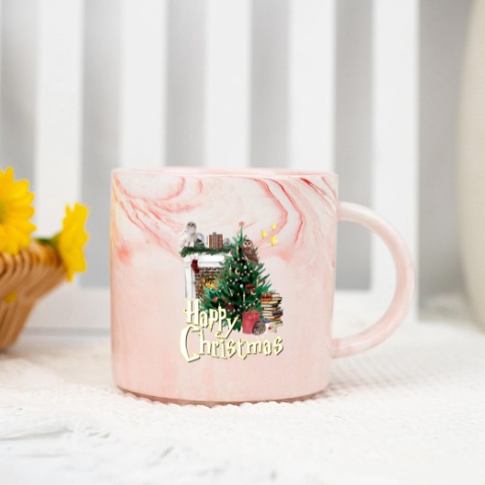 Discover Hogwarts at Christmas Inspired Oversized Marble Mugs, Wizard School Christmas T, Unisex Marble Mugs