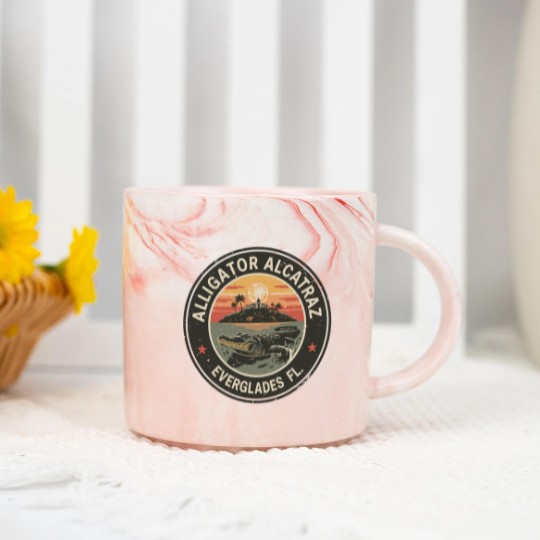 Discover Alligator Alcatraz Marble Mugs, Everglades Florida Parody Marble Mugs, Funny Vintage
