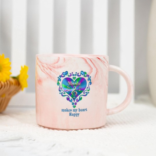 Discover Music Makes My Heart Happy Marble Mugs