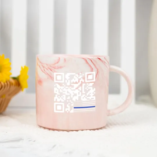 Discover BACK Print - Police Flag Trump Dance QR Code Comfort Colors Marble Mugs,  Republican Marble Mugs