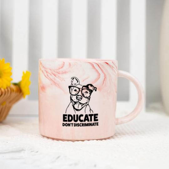 Discover Educate Don't Discriminate Funny Pitbull Marble Mugs