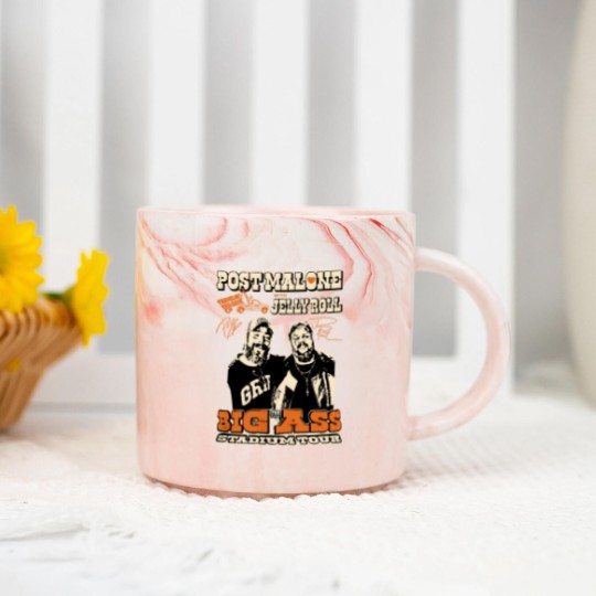 Discover Post Malone Jelly Roll Concert Tour Marble Mugs Posty Beautifully Broken Rapper
