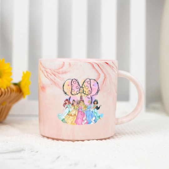 Discover Vintage Disneyyy Princess Squad Marble Mugs, Watercolor Castle Marble Mugs