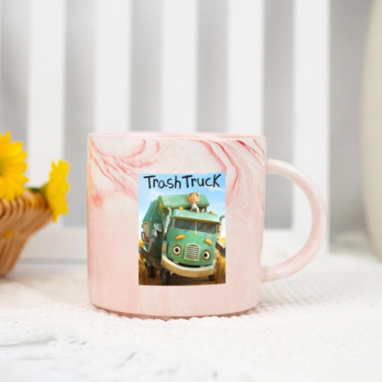 Discover hank and trash truck cartoon Marble Mugs
