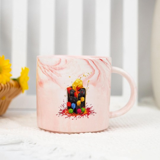 Discover Rainbow Abstraction melted rubix cube - Rainbow Abstraction Melted Rubix Cube - Marble Mugs