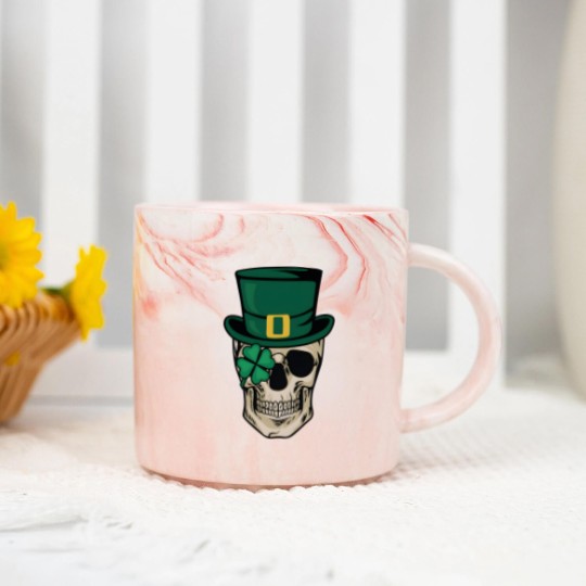 Discover Skull St Patrick's Day Marble Mugs, Horror St Patrick's Day Marble Mugs, Lucky Irish Marble Mugs, Shamrock Marble Mugs