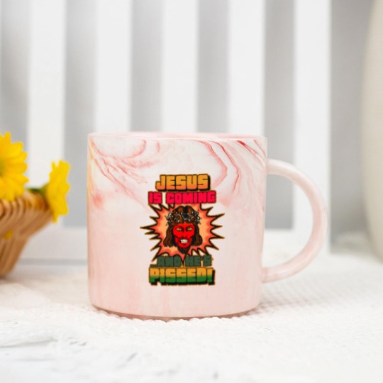 Discover JESUS IS COMING AND HE'S PISSED Marble Mugs
