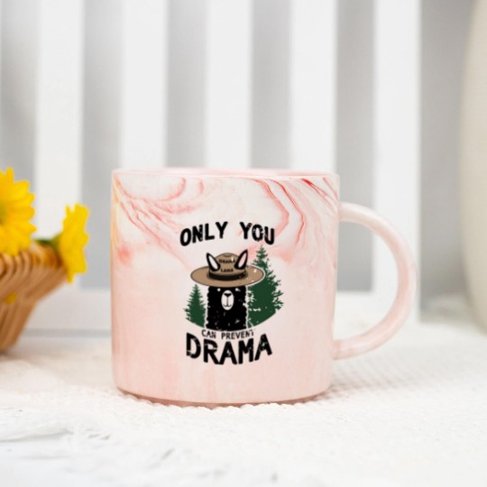 Discover Only You Can Avoid the Drama, Llama Smokey Parody, Llama Super Soft Marble Mugs
