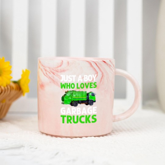 Discover Just A Boy Who Loves Garbage Trucks Marble Mugs