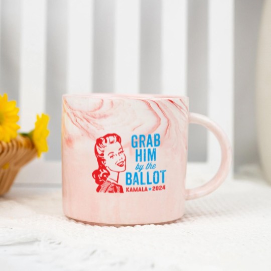 Discover Grab Him By The Ballot Kamala 2024 Funny Harris Election Marble Mugs