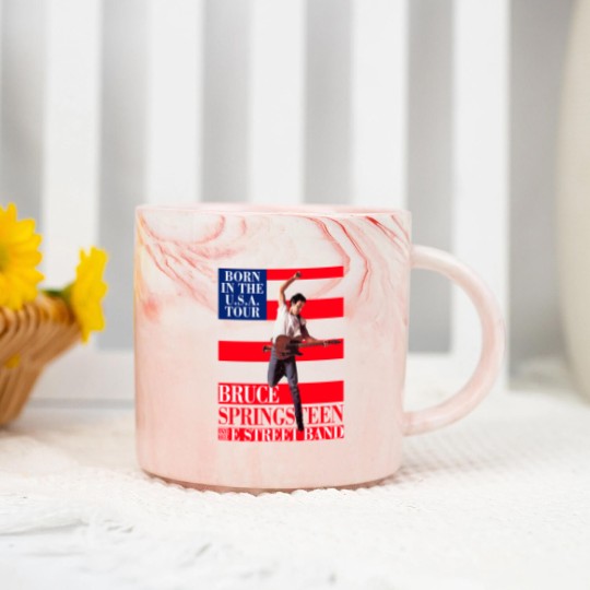 Discover Bruce Springsteen Born In Usa Tour Marble Mugs, Bruce Springsteen Usa Flag Marble Mugs