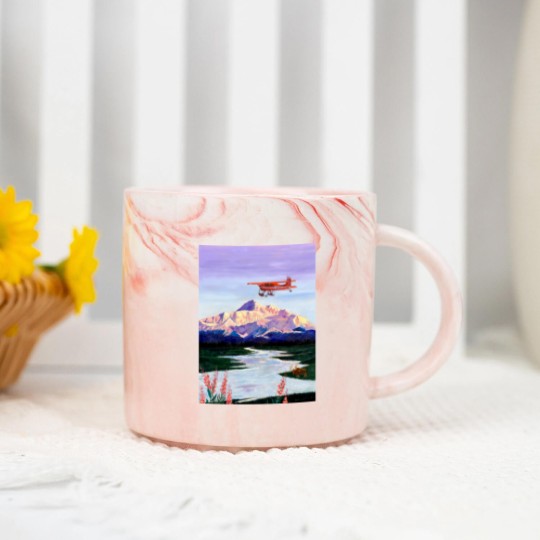 Discover Denali Mountain Painting, K2 Aviation, Living Room Painting, Alaska Mountain, Gift for Pilot, Scott Marble Mugs