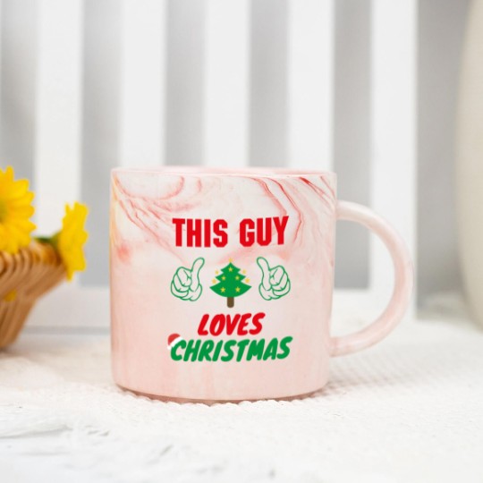 Discover This Guy Loves Christmas, Funny Mens Christmas Marble Mugs