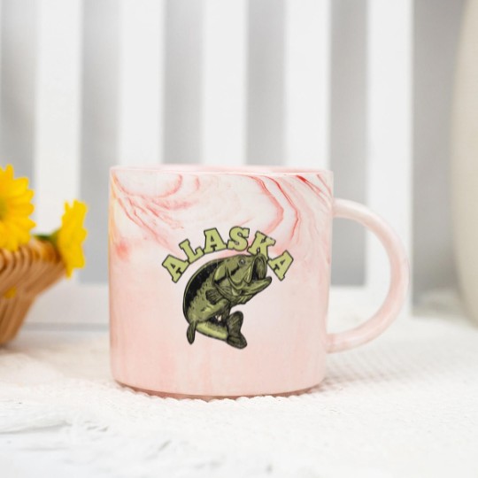Discover Alaska USA State Travel Souvenir Funny Fishing Marble Mugs