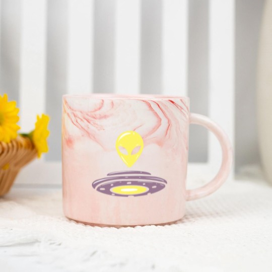 Discover Alien UFO motif alien head saucer design Marble Mugs