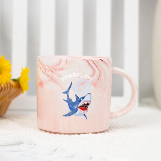 Discover Sarcastic Shark Humor Meat Lover Marine Biology Marble Mugs