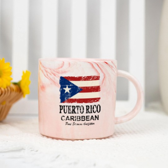 Discover Puerto Rico Flag - Vintage Look Marble Mugs