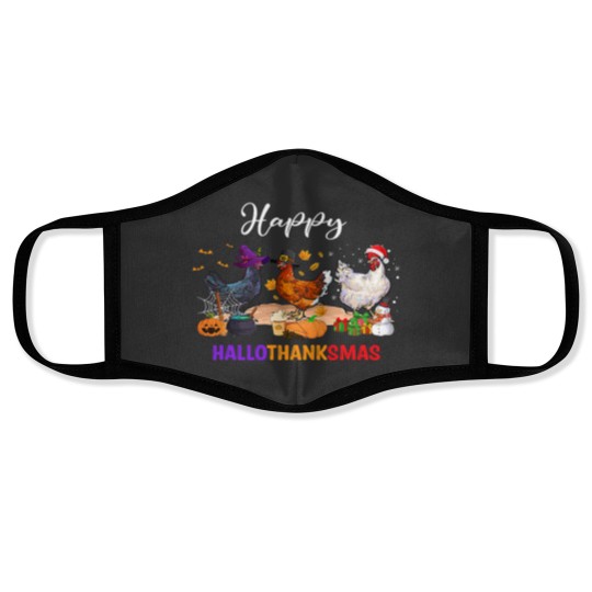 Discover Happy Hallothanksmas Chicken Lovers Halloween Thanksgiving198 Face Masks