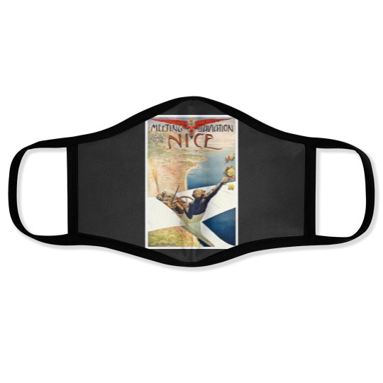 Discover 1910 Meeting dAviation Nice France Advertising Face Masks