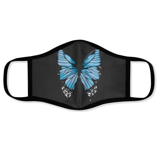 Discover Blue Butterfly Art Garden Beautiful Butterflies T-Shirt Face Masks