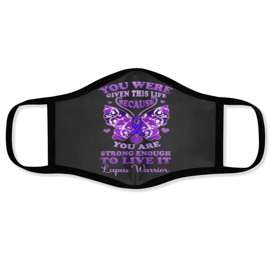 Discover Lupus Awareness Butterfly Shirt Because You Are Strong Women Face Masks