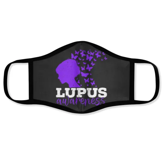 Discover Lupus Awareness Butterfly Wear Purple SLE Autoimmune Disease Face Masks