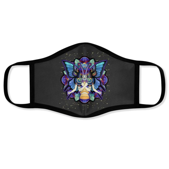 Discover Psychedeliutterfly Abstract Art Colorful Hippie Trippy Face Masks