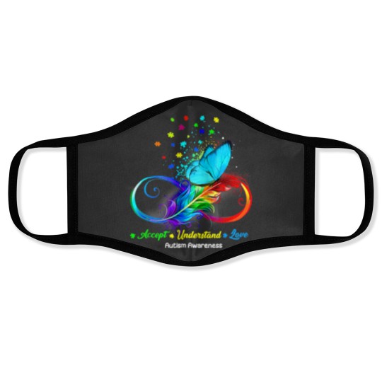 Discover Autism Aeness Acceptance Infinity Autism Aeness Gift Face Masks