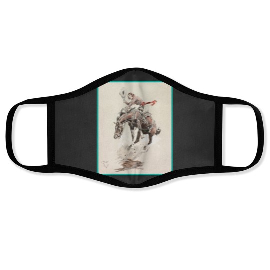Discover Cowgirl Cowboy Rodeo Horse Western Country Vintage America Face Masks
