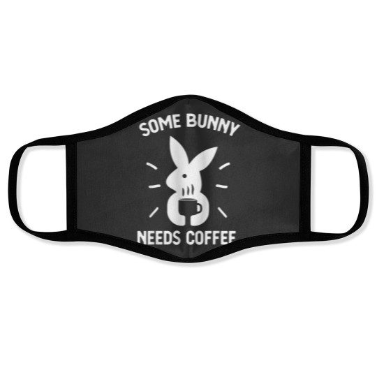 Discover Some Bunny Needs Coffee Funny Rabbit For Easter Day Face Masks