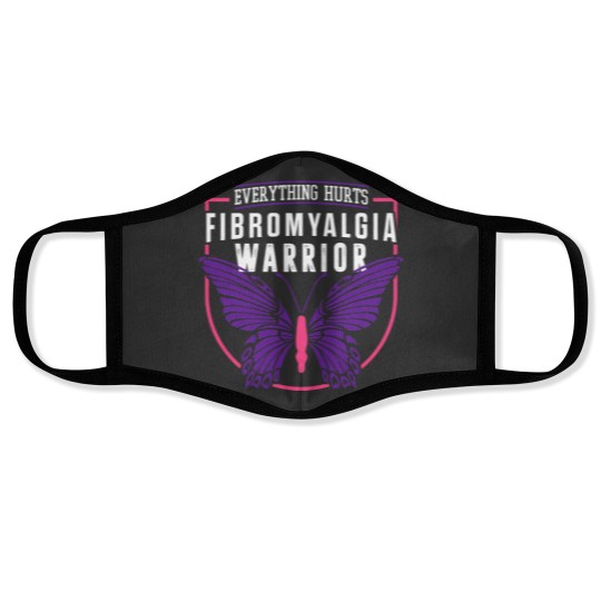 Discover Everything Hurts Fibromyalgia Warrior Graphic Butterfly Face Masks