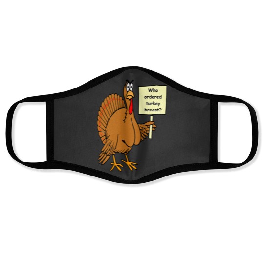 Discover Funny Turkey Breast Joke Thanksgiving Humor Holiday Fun Face Masks