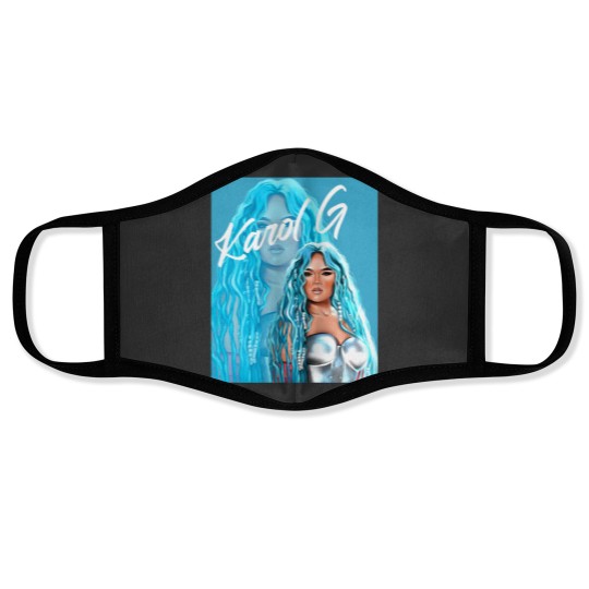 Discover Rectangle Karol  with Blue Hair Illustration Face Masks