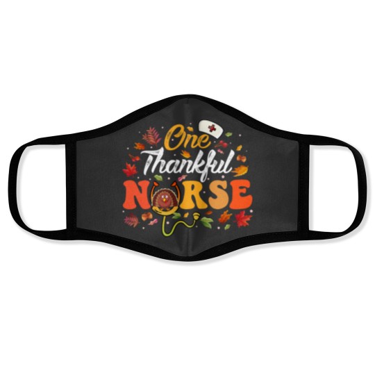 Discover One Thankful  Stethoscope Turkey Autumn Face Masks