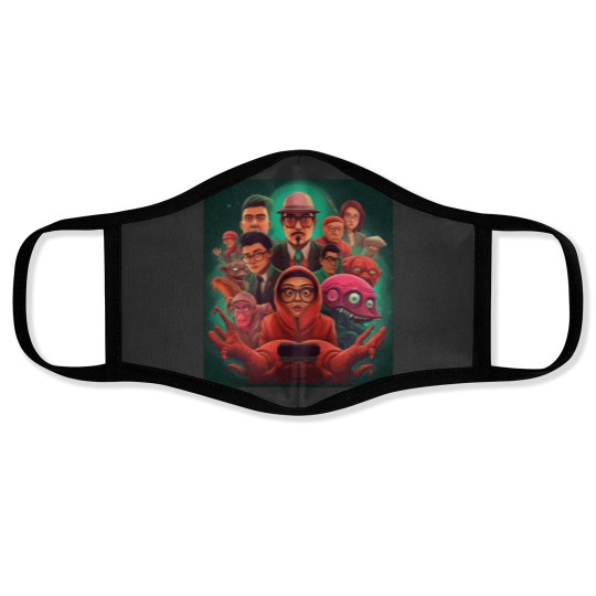 Discover Gang Squid-Game Caricature Vintage Face Masks