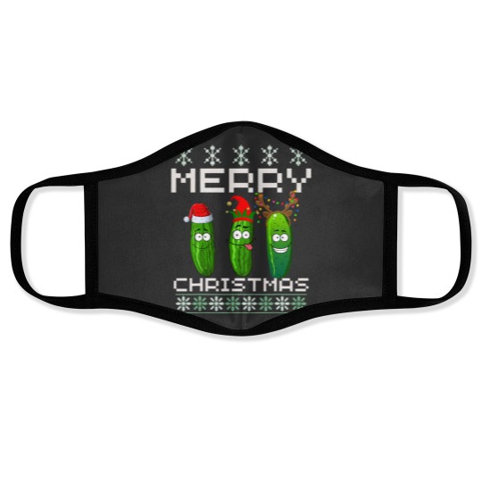Discover Pickle Lover Xmas Lighting Santa Ugly Pickle Face Masks