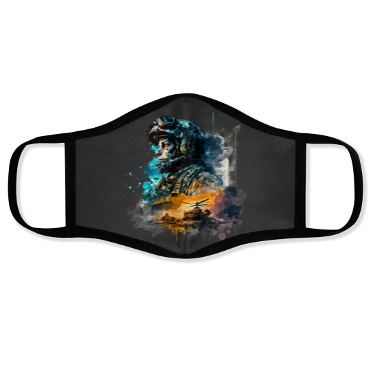 Discover Soldier watercolor print Face Masks