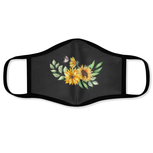 Discover Funny Sunflower Butterflies Dreams Monarchs Natural Face Masks