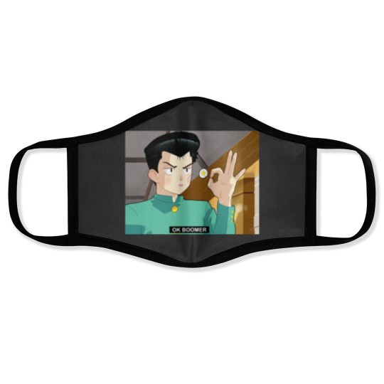Discover YYH Yusuke Urameshi says OK boomer Face Masks