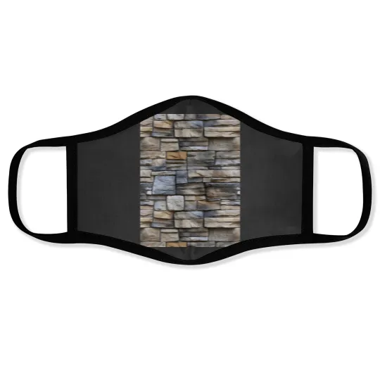 Discover Decorative Beige Gray Stone Cladding Pattern Face Masks