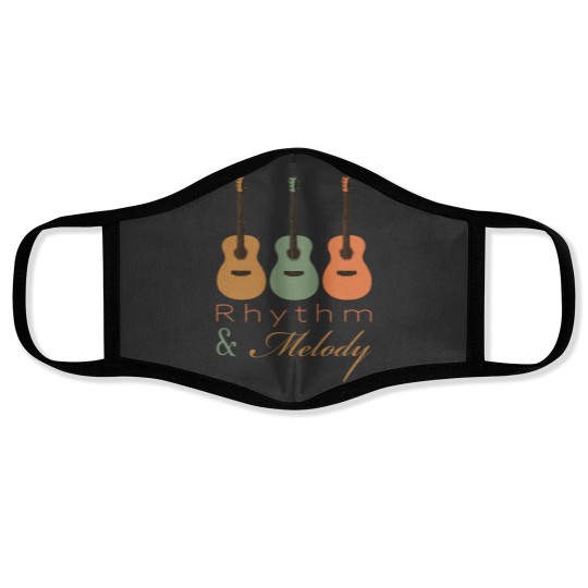 Discover Guitar Player Vintage Guitarists Design Musician Music Teach Face Masks