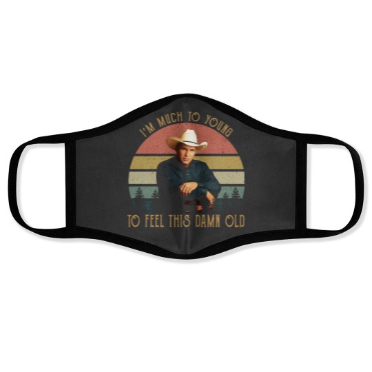 Discover Vintage Garth Tees Brooks-I'm Much To Young To Feel This-Damn-Old Face Masks