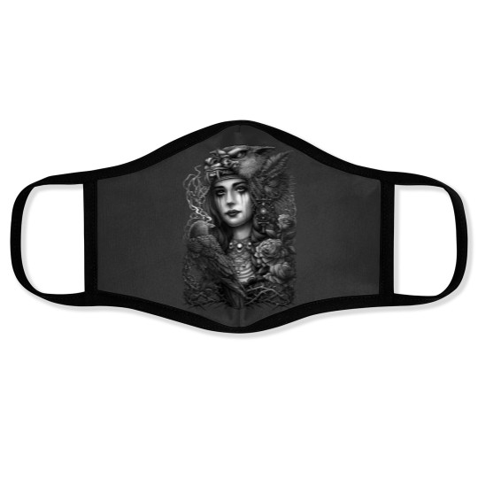 Discover Neo traditional tattoo noble woman Face Masks
