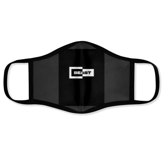 Discover Mr. Beast Inverted Box Logo (Black)BADSLUG Graphic Face Masks