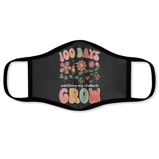 Discover 100 Days Growing Boho Flowers Teacher 100th Day Face Masks