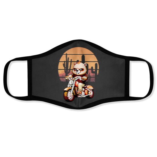 Discover Bear  Riding Motorcycle Face Masks