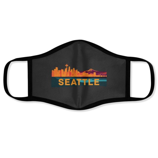 Discover Abstract Seattle Cityscape Face Masks