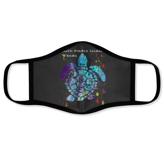 Discover Beach Design South Padre Island Beach, Texas Abstract Sea Turtle Face Masks